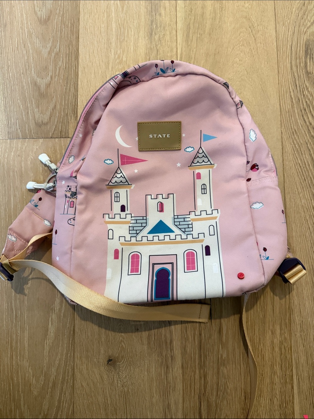 STATE Pink Castle Kids Backpack with Gold Strap Detail